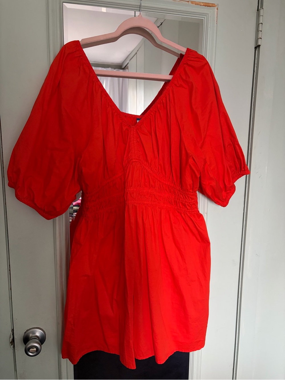 Old Navy Women’s XL Short Smocked Peasant Sleeve Mini Summer Dress Orange
